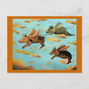 Carte Postale Quand les porcs volent