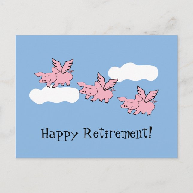 Carte Postale Quand les porcs volent drôle retraite (Devant)