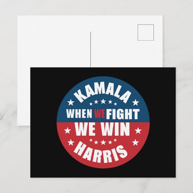 Carte Postale Quand nous combattons nous gagnons 2024 Kamala Har (Devant / Derrière)