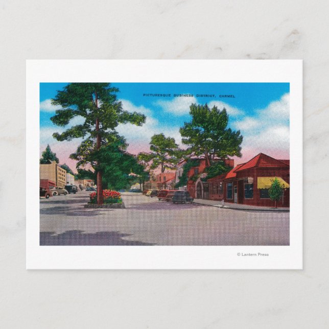 Carte Postale Quartier d'affaires pittoresque, Carmel (Devant)