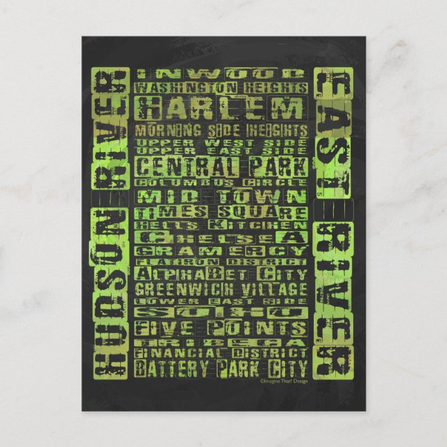 Carte Postale Quartiers de New York Vert (Devant)