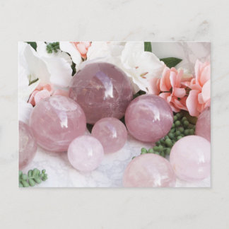 Carte Postale Quartz cristal rose floral tendance Pierre