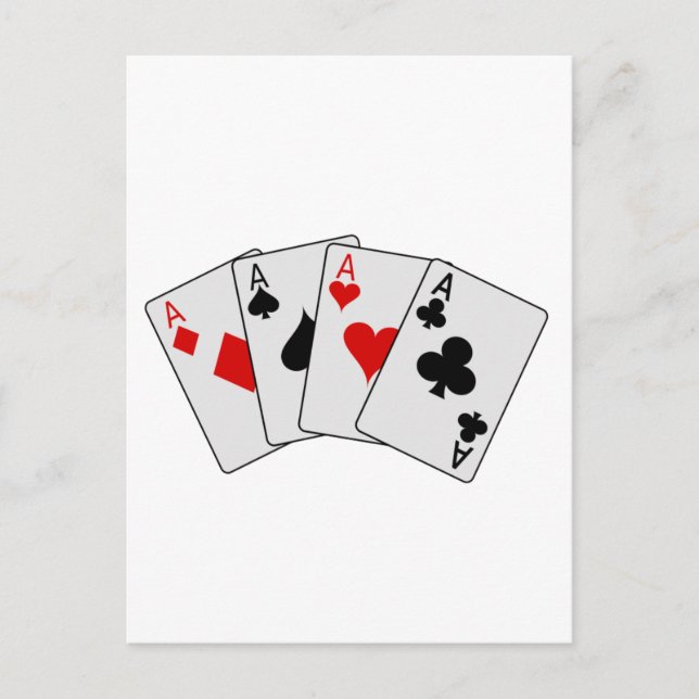 Carte Postale Quatre As (Quatre d'un genre) Poker Jouer des cart (Devant)