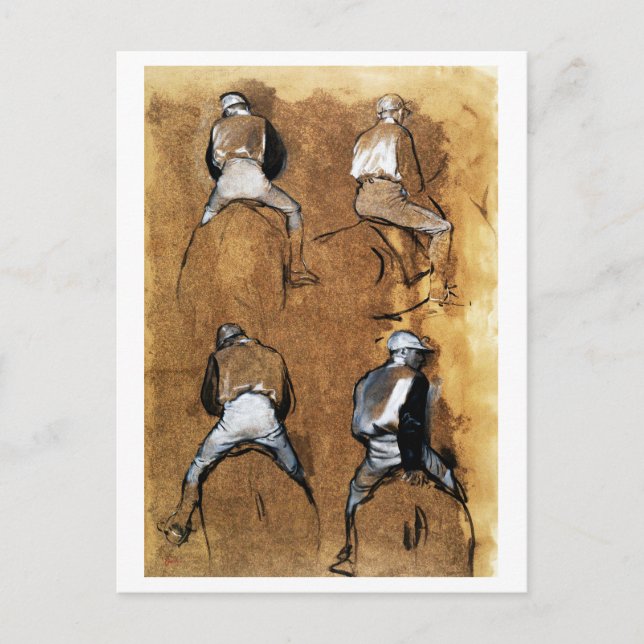 Carte Postale Quatre études d'un Jockey, Edgar Degas (Devant)