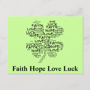 Carte Postale Quatre Leaf Clover Signification : Espoir, Foi, Am