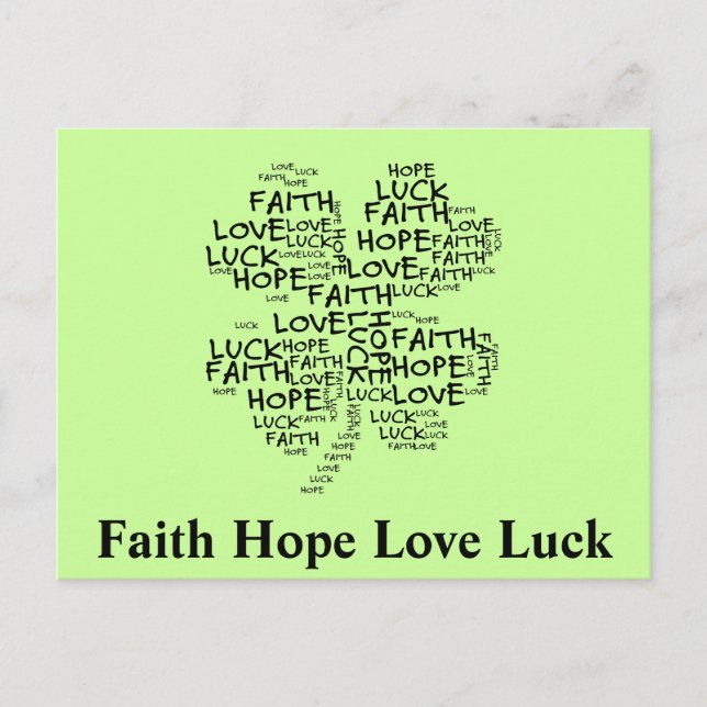 Carte Postale Quatre Leaf Clover Signification : Espoir, Foi, Am (Devant)