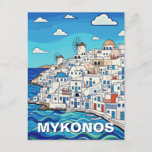 Carte Postale Quatre moulins à vent à Mykonos Grèce Cyclades Voy