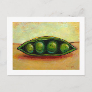 Carte Postale Quatre petits pois dans un pod amusant art origina