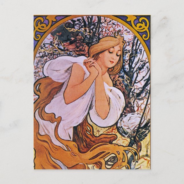 Carte Postale Quatre saisons Alfons Mucha (Devant)