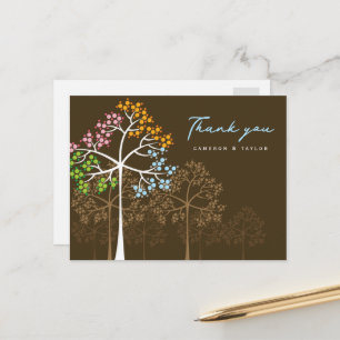 Carte Postale Quatre saisons colorées Arbres piqués Mariage mode