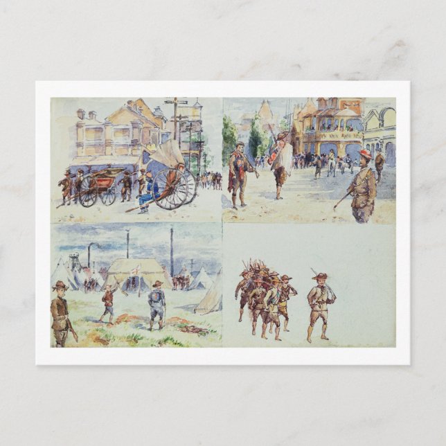 Carte Postale Quatre scènes de la guerre des Boers, d'un carnet  (Devant)