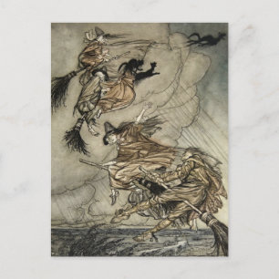 Carte Postale Quatre sorcières "En haut de la cheminée" par Arth