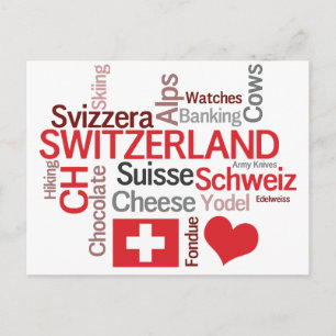 Carte Postale Que J'Aime De Suisse, Fromage, Chocolat