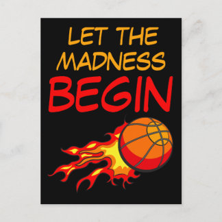 Carte Postale Que la folie commence, ballon de basket en flammes