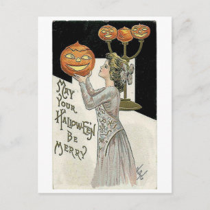 Carte Postale Que votre Halloween soit une femme joyeuse et Citr
