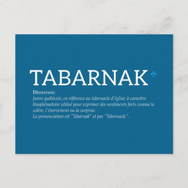 Carte Postale Québec Tabarnak Juron Joual Humour English (Devant)