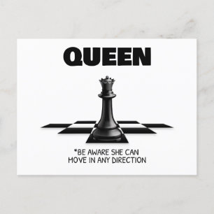 Carte Postale Queen Chess Sachez Qu'Elle Peut Se Déplacer Dans N
