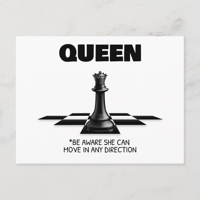 Carte Postale Queen Chess Sachez Qu'Elle Peut Se Déplacer Dans N (Devant)
