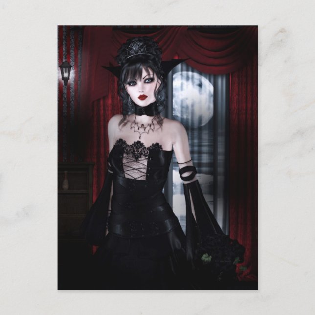 Carte Postale Queen for Eternity Vampire Gothic Girls Art (Devant)