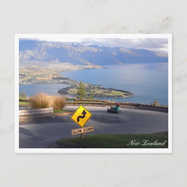 Carte Postale Queenstown Panorama, Luge riders, Nouvelle-Zélande (Devant)