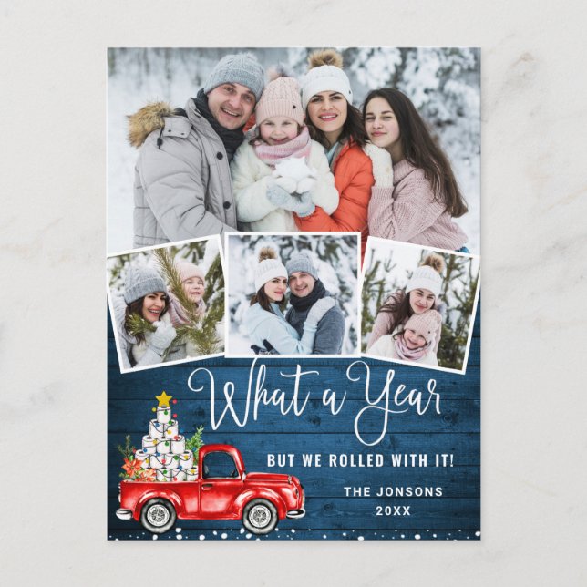 Carte Postale Quelle année Noël Camion de ferme rouge 4 Photo (Devant)
