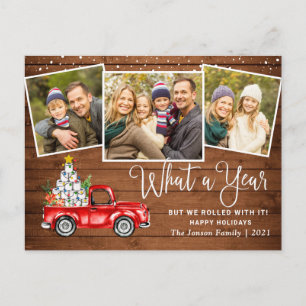 Carte Postale Quelle année Noël Camion de ferme rouge photo