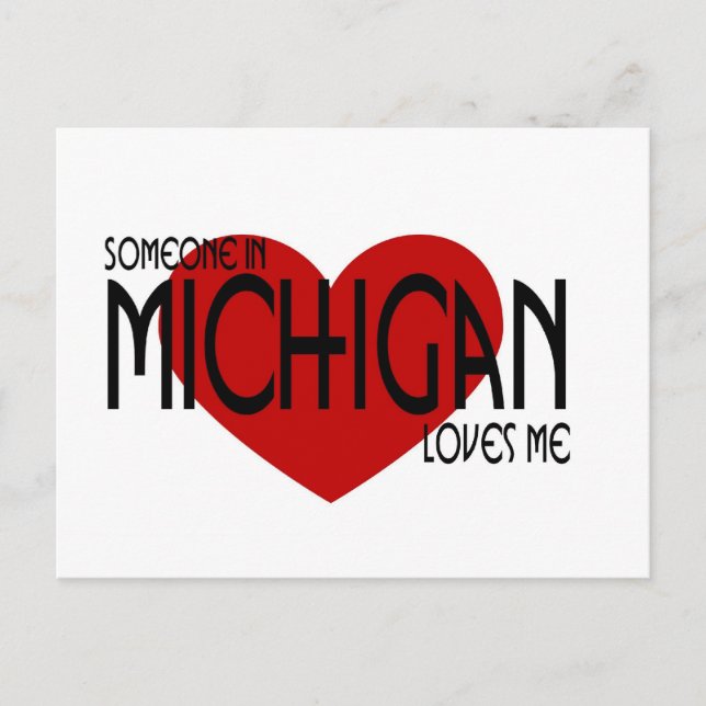 Carte Postale Quelqu'un dans le Michigan m'aime (Devant)