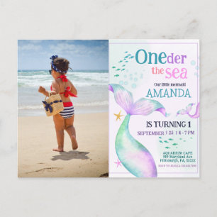 Carte Postale Queue de sirène Aquarelle Anniversaire Sous la mer