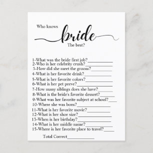 Carte Postale Qui connaît le mieux la mariée jeu de fête de douc
