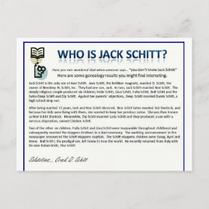 Carte Postale Qui est Jack Schitt ?