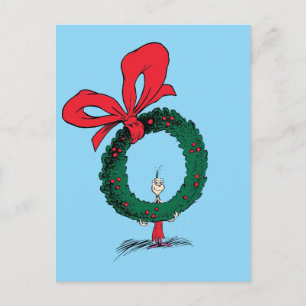 Carte Postale Qui regarde à travers la couronne de Noël