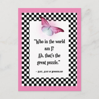 Carte Postale Qui Suis-Je ? Citation de Wonderland Alice