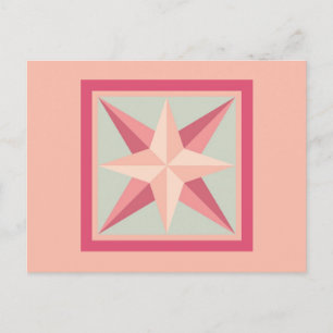 Carte postale Quilt - Étoile biseautée (rose/gris)