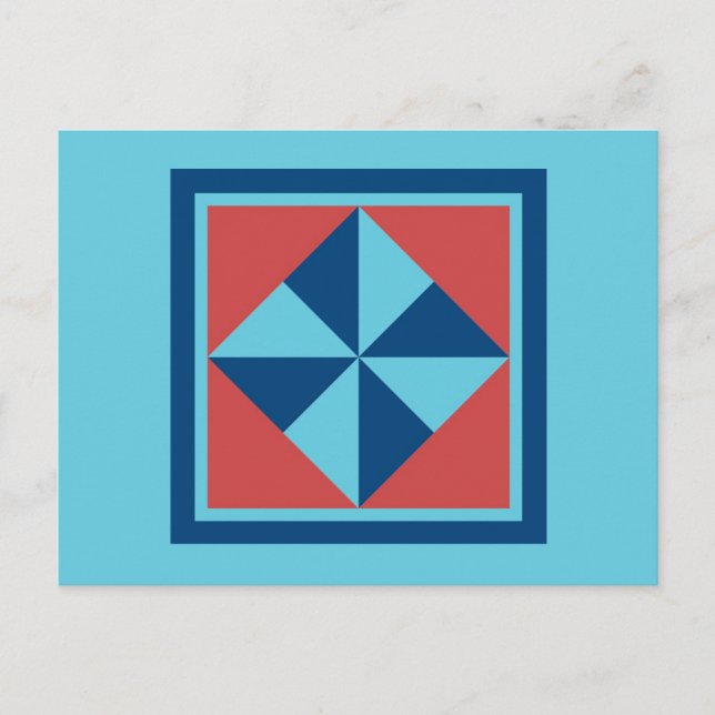 Carte postale Quilt - Pinwheel (marine/rouge) (Devant)