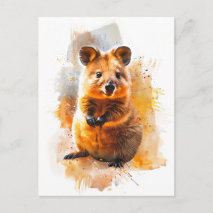 Carte Postale Quokka aquarelle en habitat naturel