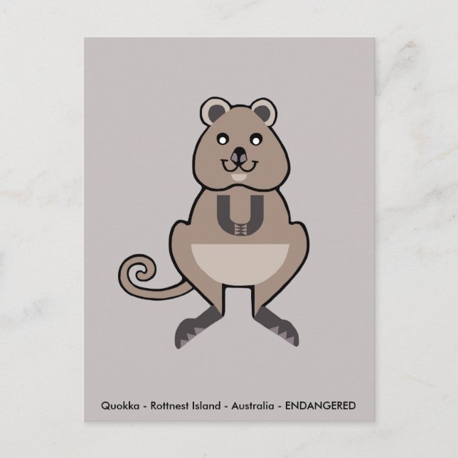 Carte Postale QUOKKA dessiné à la main -Marsupial - Animal en vo (Devant)
