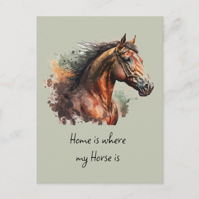 Carte Postale Quote de cheval Aquarelle photo personnalisée équi (Devant)