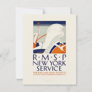 Carte Postale R.M.S.P. New York Service Poster vintage 1921