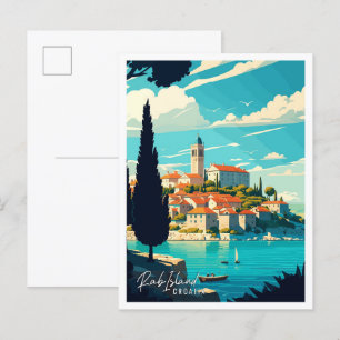 Carte Postale Rab Island Croatie illustration de voyage vintage