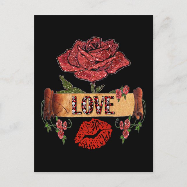 Carte Postale RAB Rockabilly Roses, Love & Lipstick (Devant)