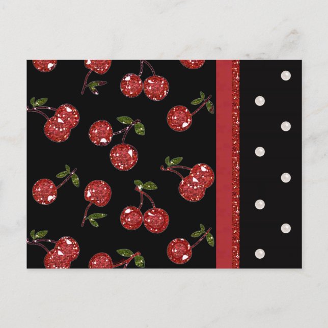 Carte Postale RAB Rockabilly très cerise cerises Noir (Devant)