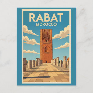 Carte Postale Rabat Maroc Illustration Voyage Art Vintage
