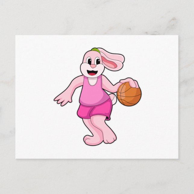 Carte Postale Rabbit à Basketball Sports (Devant)