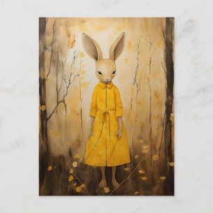 Carte Postale Rabbit Adorable en robe florale jaune
