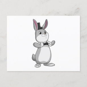 Carte Postale Rabbit avec chapeau et cravate de la ceinture