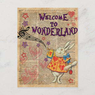 Carte Postale Rabbit Bienvenue À .. Alice Au Pays Des Merveilles