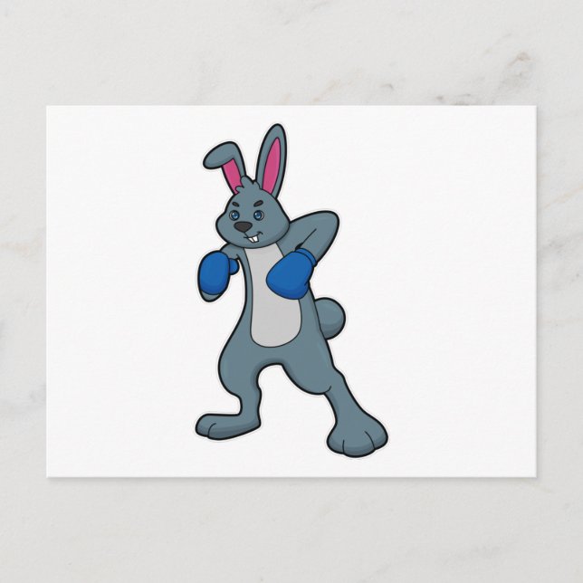 Carte Postale Rabbit en boîte avec gants de boxe (Devant)