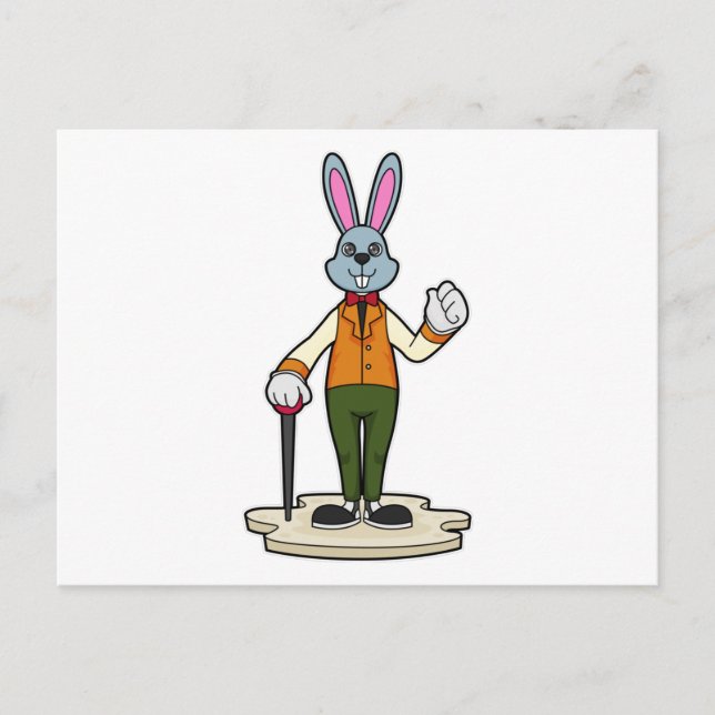 Carte Postale Rabbit en Gentleman avec canne (Devant)