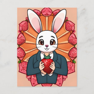 Carte Postale Rabbit, fraise, Mandala, poste