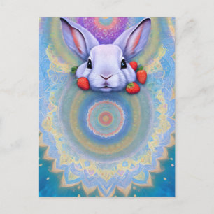 Carte Postale Rabbit, fraise, Mandala, poste